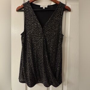 Anthropology Eri & Ali Evita Surplice Shimmer Sleeveless Blouse.